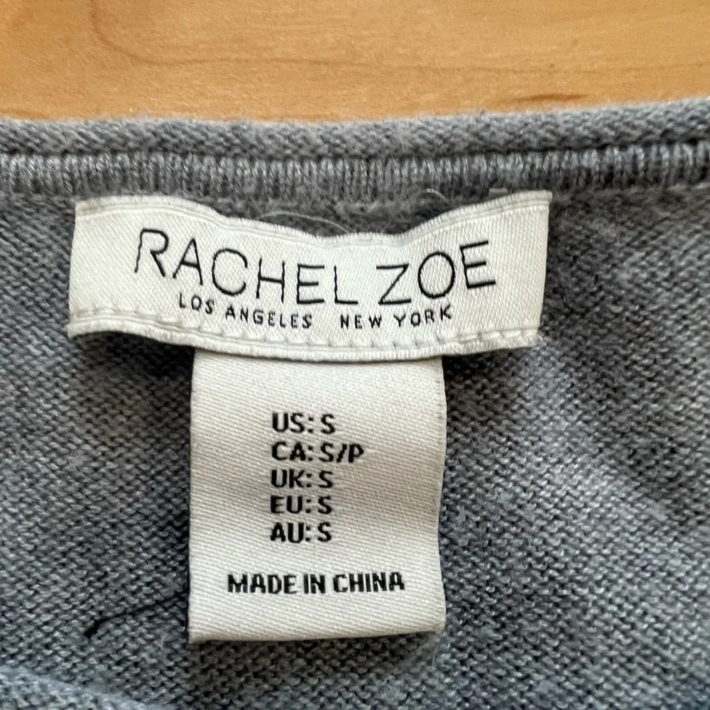 Rachel Zoe gray LOVE football lightweight pull over crew neck sweater size small